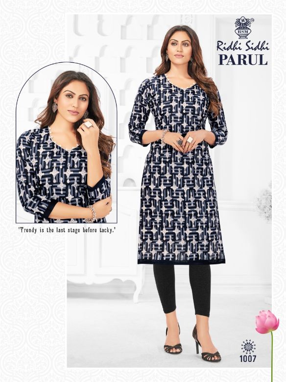 Ridhi Sidhi Parul 1 fancy Regular Wear Cotton Printed Long Kurti Collection